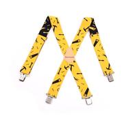 Barnwell Yellow Tool Trouser Braces Suspenders Heavy Duty Metal Clips 50mm Wide Adjustable Elastic Work Hammer Screwdriver Saw