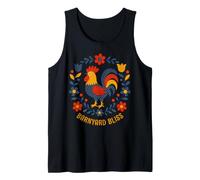 Barnyard Bliss Folk Art Rooster Chicken Design Tank Top
