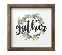 Barnyard Designs Gather Sign Rustic Primitive Country Farmhouse Home Decor Wall Sign 13" x 13”