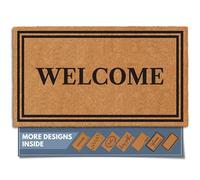 Barnyard Designs Natural Coco Coir Heavy Duty Backing Doormat - Large Cute Non-Slip Front Door Welcome Mat for Outside Entrance or Porch Entry, Brown (17x30, Welcome)