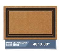 Barnyard Designs Natural Coco Coir Heavy Duty Backing Doormat - Large Cute Non-Slip Front Door Welcome Mat for Outside Entrance or Porch Entry, Brown (Border / 30" x 48")