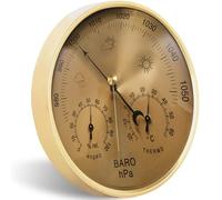 Barometer 3 in 1 5.2inch Barometric Pressure Gauge Mechanical Weather Barometer with Hanging Hole Clear Scaled Thermometer Hygrometer for Indoor, Style1