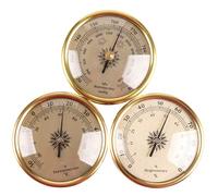 Barometer, Barometers for the Home, 7.2 * 7.2cm Wall-Mounted Barometer Thermometer Hygrometer, 3 PCS Wireless Weather Station for Household Use, Gold