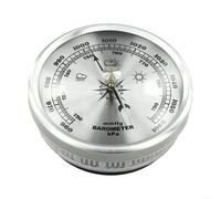 Barometer Clock with Metal Frame,Mechanical Design for Accurate Weather Forecasting,for Home or Office Decoration(Silver)