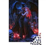 Baron Samedi And Maman Brigitte Gothic Romance in A Graveyard 1000-Piece Jigsaw Puzzle for Adults, 38x26cm/1000pcs, Relaxing Indoor Activity, Focused Puzzle Time And Time at Home