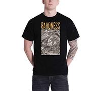 Baroness T Shirt Gold and Grey Band Logo Official Mens Black XL