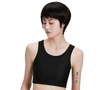BaronHong Breathable Mesh Compression Half Length Chest Binder for Tomboy Trans Lesbian(Black,XL)