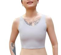 BaronHong Chest Binder for Transgender Half FTM Binder Trans Pullover Bra Seamless Elastic Back Comortable(gray,M)