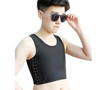 BaronHong Colorful Double Layer Mesh Chest Binder for Tomboy Trans Lesbian(Black,XL)