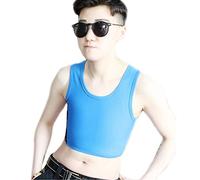 BaronHong Colorful Double Layer Mesh Chest Binder for Tomboy Trans Lesbian(Blue,5XL)