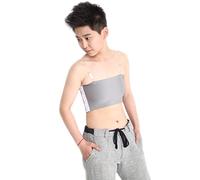 BaronHong Cosplay Cotton 3 Rows of Hooks Chest Binder Elastic Band Strapless Top for Tomboy Trans Lesibian(Gray,L)