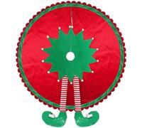BaronHong Elf Christmas Tree Skirt Candy Striped Legs,Velvet Xmas Tree Rug for Tabletop Tree Skirt Christmas Decor Xmas Farmhous(Elf-red,120cm/48inch)