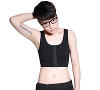 BaronHong Front 3 Row Hook Elastic Breathable Chest Binder Tomboy Trans Lesbian(Black,M)