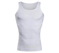 BaronHong Gynecomastia Compression Shirt Vest to Hide Man Boobs Moobs Slimming Mens Shapewear Flatten Whole Abdomen(White,S)