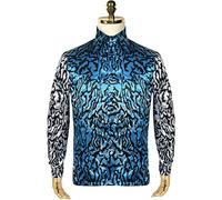 BaronHong Joe Exotic Sequin Shirt Tiger King Cosplay Vintage Long Sleeve Halloween Shirts Costume(blue,M)