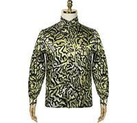 BaronHong Joe Exotic Sequin Shirt Tiger King Cosplay Vintage Long Sleeve Halloween Shirts Costume(yellow,M)