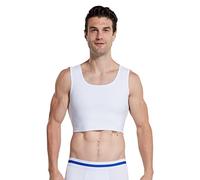 BaronHong Men Hide Gynecomastia Pullover Chest Binder Compression Slimming Undershirt Male Corset Tank Tops(White,L)