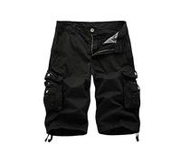 BaronHong Mens Cargo Shorts Relaxed Fit Multi-Pocket Outdoor Cargo Shorts Cotton(Black,38)