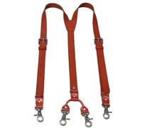 BaronHong Mens Heavy Duty Y Style Adjustable Leather Braces with 4 Metal Snap Hooks Vintage