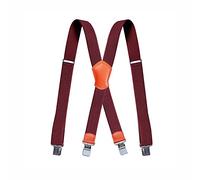 BaronHong Men's Suspender X Back with 4 Metal Controlled Clips Wide Braces & Solid Clips Heavy Duty Orange Leather(burgundy,M)