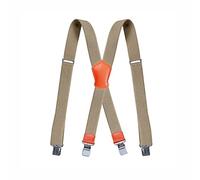 BaronHong Men's Suspender X Back with 4 Metal Controlled Clips Wide Braces & Solid Clips Heavy Duty Orange Leather(beige,M)