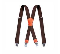 BaronHong Men's Suspender X Back with 4 Metal Controlled Clips Wide Braces & Solid Clips Heavy Duty Orange Leather(coffee,M)