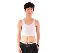 BaronHong Mesh Stretchy 20CM Chest Binder 3 Rows of Hooks for Tomboy Trans Lesbian(White,L)