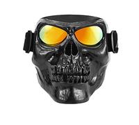 BaronHong Motorcycle Goggles Windproof Creative Skull Mask UV Proof Anti-fog(black-red,M)