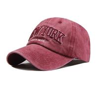 BaronHong New York Distressed Adjustable Strapback Baseball Cap - Washed Twill Dad Hat Unisex