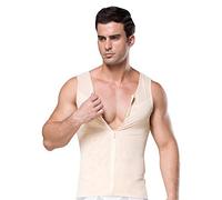 BaronHong Original Zip Up Men's Chest Compression Shirt to Hide Gynecomastia Moobs(Nude,S)