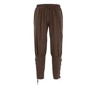 BaronHong Pirate Pants for Men Renaissance Pants Medieval Viking Steampunk Halloween Costume Trousers with Drawstrings(burgundy,L)