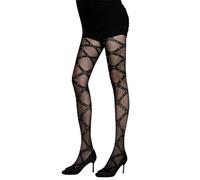 BaronHong Plus Size Criss Cross Leg Wrap Mesh Tights Tights with Sparkling Rhinestones, black, M