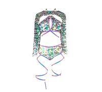 BaronHong Reflective Sexy Set Bikini Swimsuit Bathing Suits Luminous Split Bathing Suits Rave Party, Zebra-a, S