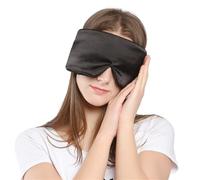 BaronHong Sleep Eye Mask 100% Mulberry Silk Adjustable Large Full Size Blindfold for Blackout Night Sleep, Travel and Nap (Black, M)