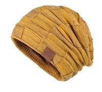 BaronHong Slouchy Beanie Winter Hats Boys Cool Beanies Lined Warm Thick Skull Stocking Beanie Hat, yellow, M