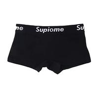 BaronHong Solid Color Cotton Boyshort 3 Pack Boxer Briefs for Tomboy Trans Lesbian(Black,L)