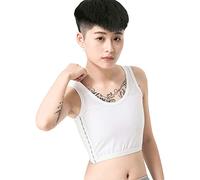 BaronHong Summer Seamless Underwear Compression Mesh Chest Binder for Tomboy Trans Lesbian(White,5XL)
