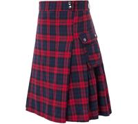 BaronHong Tartan Utility Kilts for Men Tartan Kilt with Straps and Large Cargo Pockets, Red, S