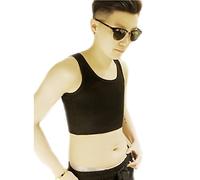 BaronHong Tomboy Trans Lesbian Chest Binder Plus Size Corset Short Tank Top Stronger Elastic Band(Black,4XL)