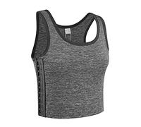 BaronHong Tomboy Trans Lesbian Cotton Chest Binder Plus Size Short Tank Top with 20 CM Stronger Elastic Band(Darkgray,S)