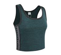 BaronHong Tomboy Trans Lesbian Cotton Chest Binder Plus Size Short Tank Top with 20 CM Stronger Elastic Band(ArmyGreen,4XL)