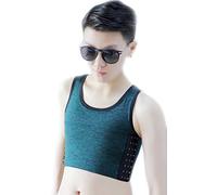 BaronHong Tomboy Trans Lesbian Cotton Chest Binder Plus Size Short Tank Top with Stronger Elastic Band(ArmyGreen,S)