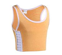 BaronHong Tomboy Trans Lesbian Cotton Chest Binder Plus Size Short Tank Top with Stronger Elastic Band(Orange,M)