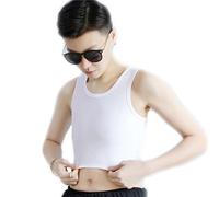 BaronHong Tomboy Trans Lesbian Mesh Chest Binder Plus Size Short Tank Top(White,6XL)