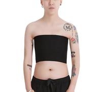 BaronHong Tomboy Trans Lesbian Strapless Plus Size Chest Binder Top with 20 CM Elastic Band(Black,L)