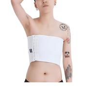 BaronHong Tomboy Trans Lesbian Strapless Plus Size Chest Binder Top with 20 CM Elastic Band(white,3XL)