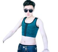BaronHong Tomboy Trans Lesbian Summer Chest Binder Corset Plus Size Colorful Short Tank Top(DarkGreen,S)