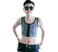 BaronHong Tomboy Trans Lesbian Summer Chest Binder Corset Plus Size Colorful Short Tank Top(Gray,L)