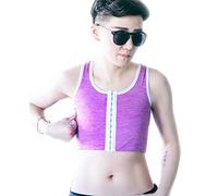 BaronHong Tomboy Trans Lesbian Summer Chest Binder Corset Plus Size Colorful Short Tank Top(Purple,M)