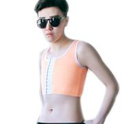 BaronHong Tomboy Trans Lesbian Summer Chest Binder Corset Plus Size Colorful Short Tank Top(Yellow,3XL)